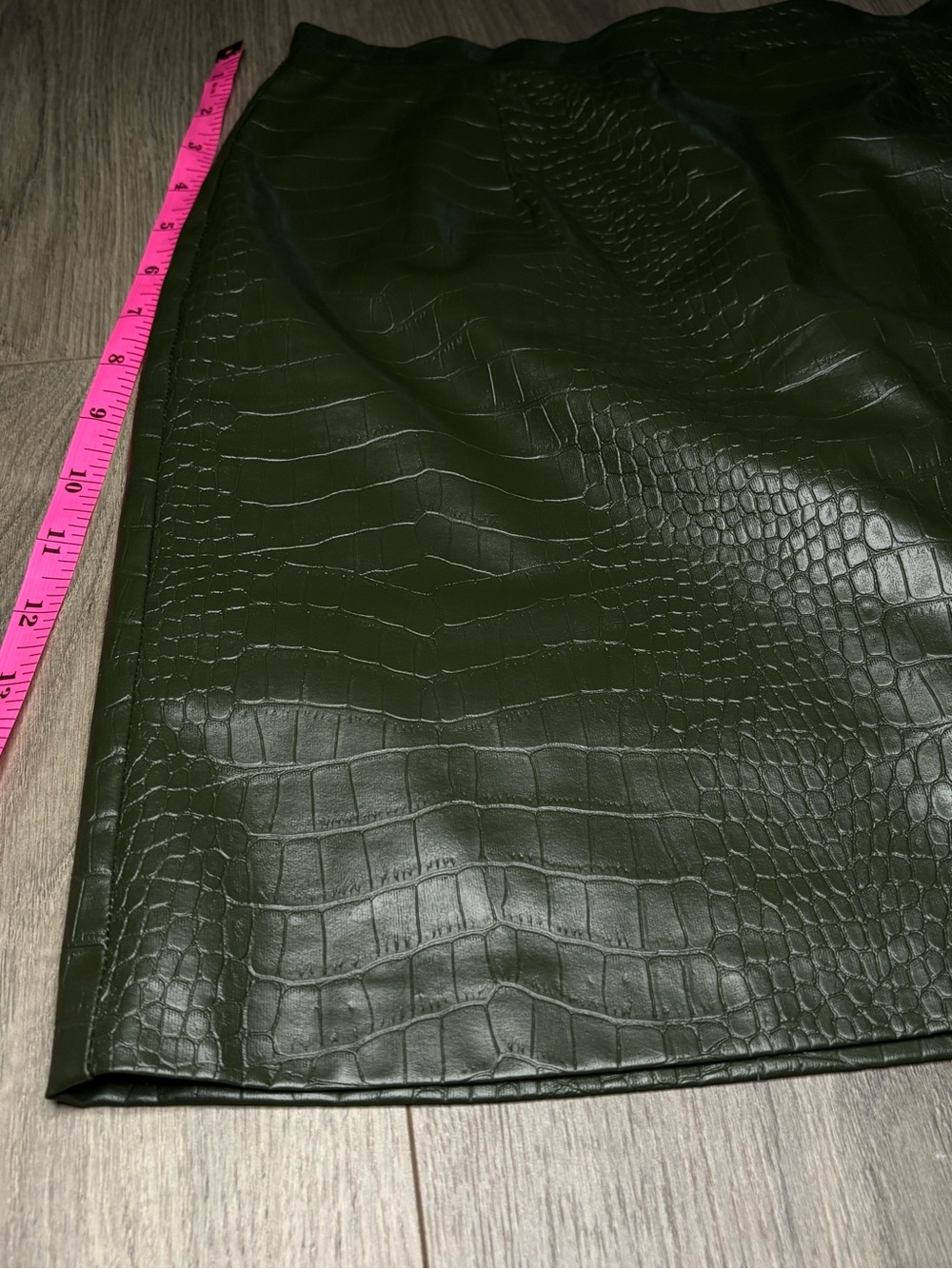 River Island Olive Green Faux Croc Mini Skirt - Picture 5 of 11